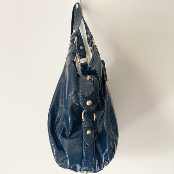 Blue Coach Patent Leather Maggie Bag - Picture 4 of 10